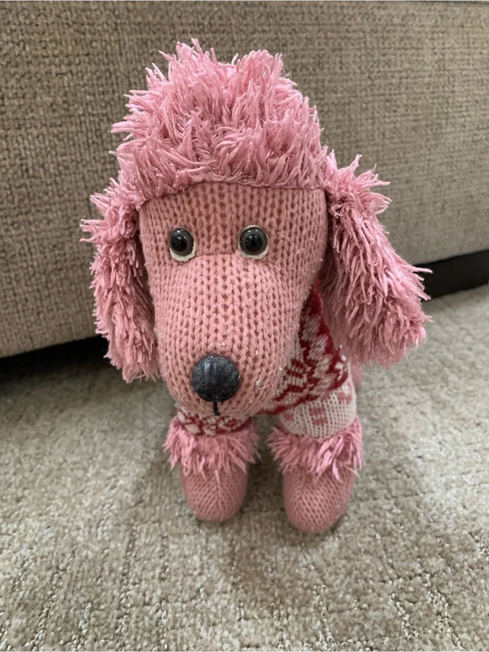 Vintage Russ Berrie Pink Poodle Dog Stuffed Amimal